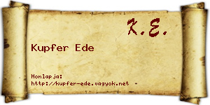 Kupfer Ede névjegykártya